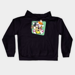 Cat Eating Ramen Non Binary Kids Hoodie